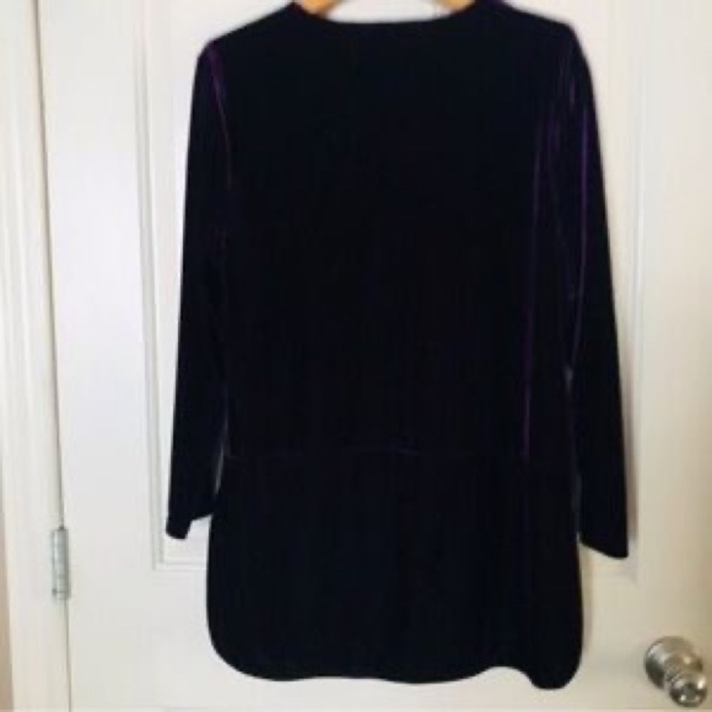 Laurence Kazar Deep Purple Velvet Zip-Front Tunic - Picture 4 of 4